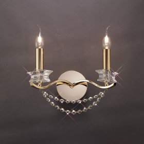 Nydia French Gold Crystal Wall Lights Diyas Armed Wall Lights